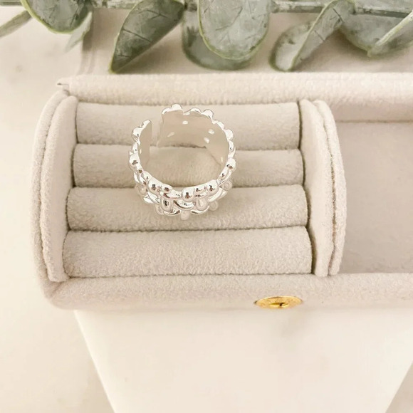 925 Sterling Silver Chunky Bold Statement Ring Thick Wide Ring Woven Ring Band - Picture 8 of 9